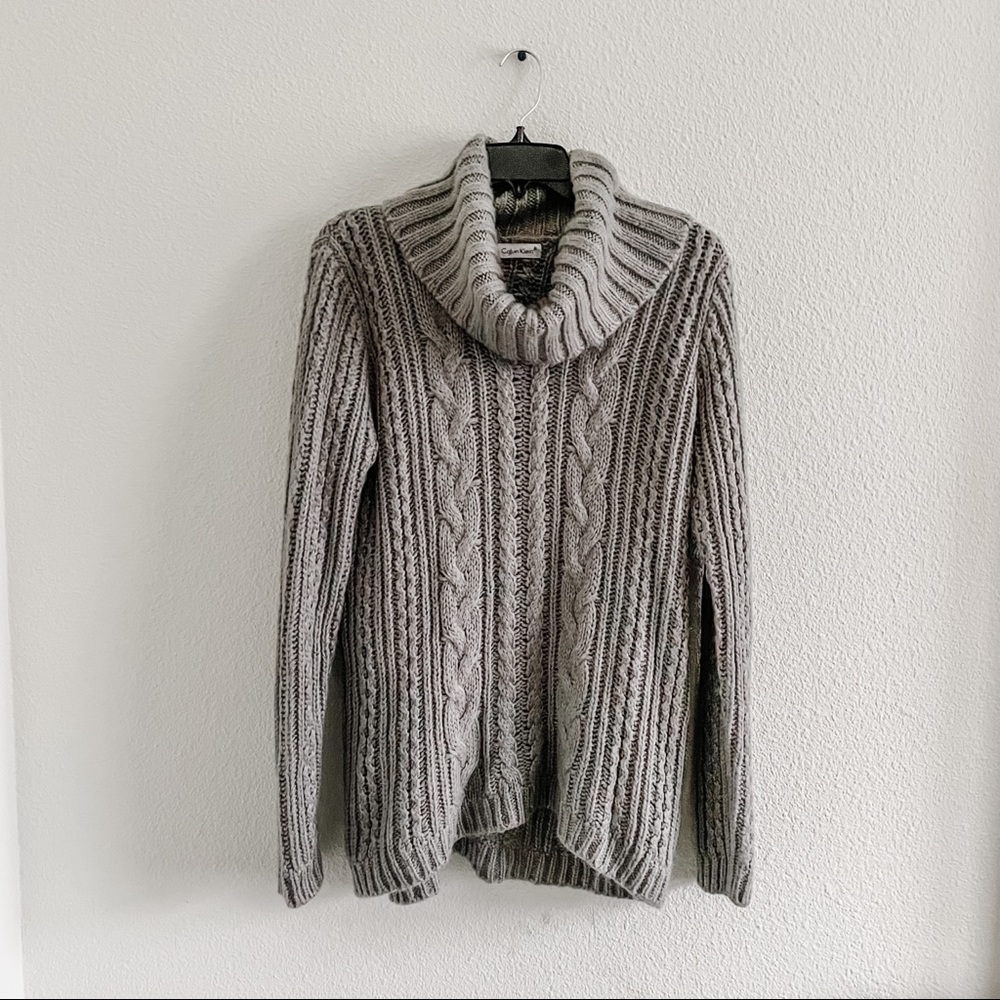 Calvin Klein Gray Cable Knit Turtleneck Sweater